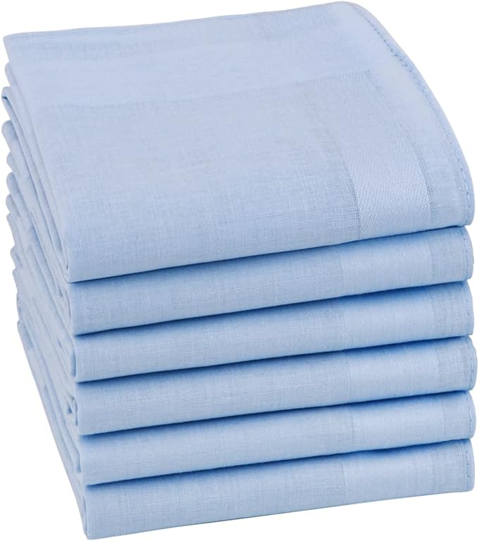 HOULIFE Men's Cotton Handkerchiefs, Solid Color 60S Soft Cotton Hankies for Men Women 6/12PCS 15.7"×15.7"
