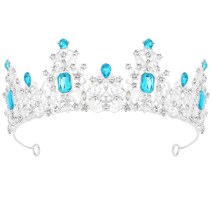 Didder Light Blue Princess Crown Birthday Tiara Prom Queen Tiaras and Crowns for Women and Girls Halloween Costume Hair Accessories Bridal Wedding Headpiece
