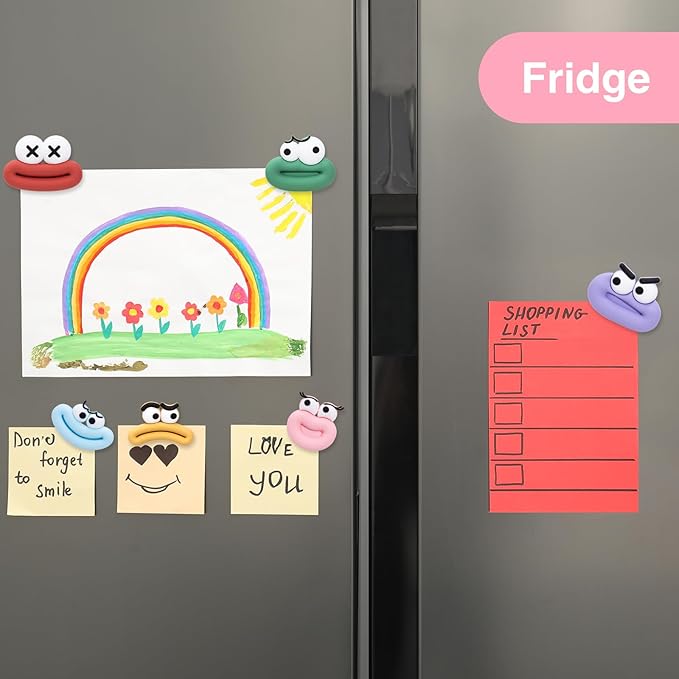 12Pcs Fridge Magnets Cute Refrigerator Magnets, Strong Magnets for Whiteboard Cabinet Locker, Rubber 3D Funny Decorative Magnets for Classroom Kitchen Office