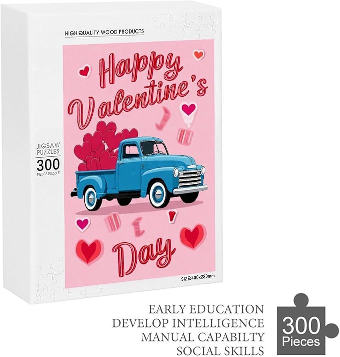 Wooden Puzzle - Happy Valentine's Day Jigsaw Puzzles，Wooden Puzzles for Adults 300 Pieces Challenge Puzzles，Educational Games，Family Puzzles，Unique Gifts for Wall Art