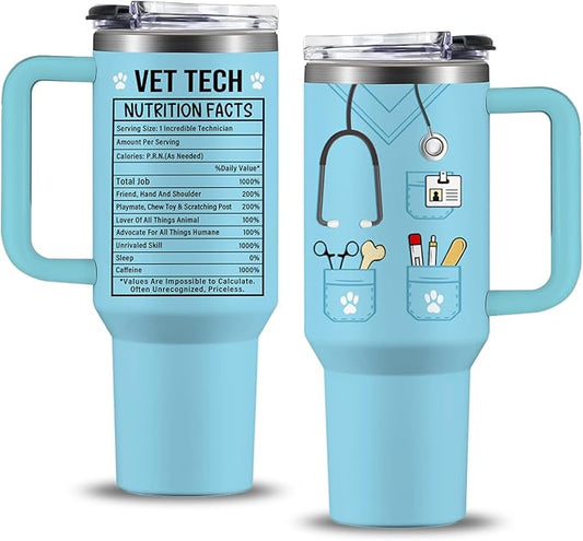 Vet Tech Gifts for Women Men, Vet Tech Tumbler Cup 40 OZ, Appreciation Gifts for Veterinarian, Veterinary Technician Gift for Birthday Graduation Christmas