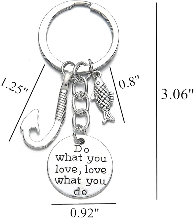 PHAETON 20PCS Fishing Keychain Fish Hook Keychain with Do What You love love What You Do Charm Keychain Fisherman Gift Birthday Christmas Valentines's Day Gift