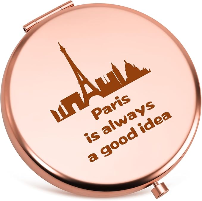 Paris Travel Gifts Compact Mirrors Paris Themed Souvenirs Gift Travel Lover Gifts Paris City Themed Souvenirs for Women Travelers Girls Friends France Lovers Birthday Gift Folding Makeup Mirror