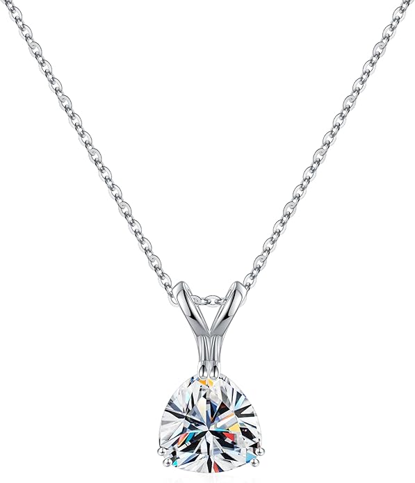 Turandoss S925 Sterling Silver Birthstone Necklaces for Women, Dainty 925 Sterling Silver 12 Months Triangle Birthstone Pendant Necklace Silver Jewelry Birthday Gifts for Teen Girls
