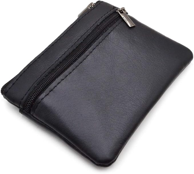 Multi-Functional Genuine Leather Wallet - Wine Red Compact Card Holder with 3 Zippers, Built-in Key Ring & Coin Purse for Travel (black)