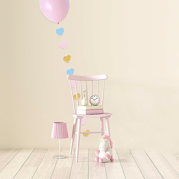 Boy or Girl Gender Reveal Decorations 6PC Pink Blue Gold Hear Garland Balloon Tails for Baby Shower Decor