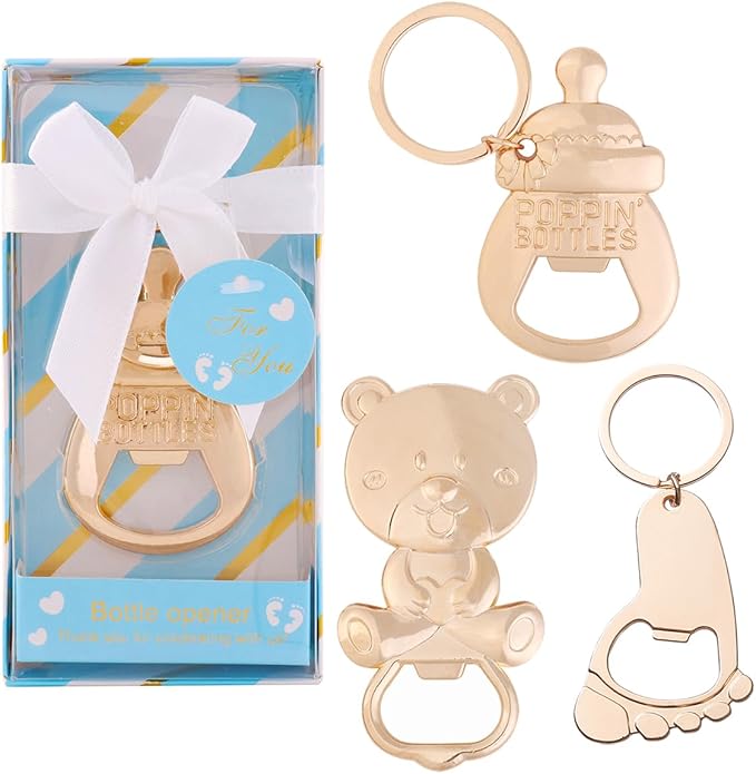 24 pcs Baby Shower Favors for Guest Bottle Opener Baby Shower Keepsake Baby Shower Return Gift for Guest Baby Shower Souvenir for Boy or Girl Baby Shower Decorations (Blue-3)