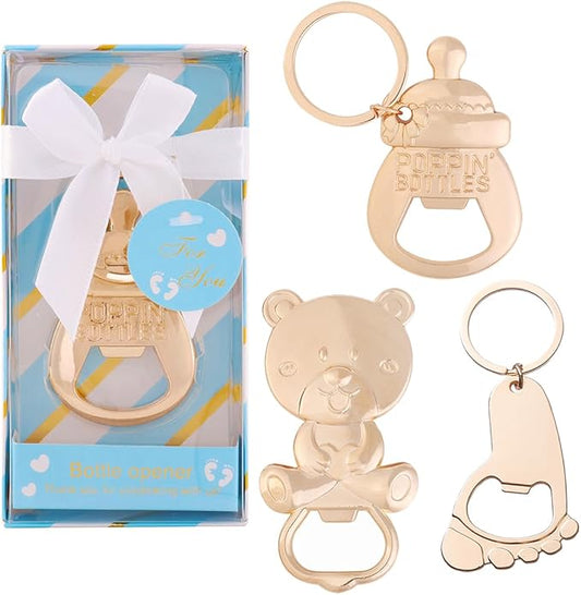 24 pcs Baby Shower Favors for Guest Bottle Opener Baby Shower Keepsake Baby Shower Return Gift for Guest Baby Shower Souvenir for Boy or Girl Baby Shower Decorations (Blue-3)