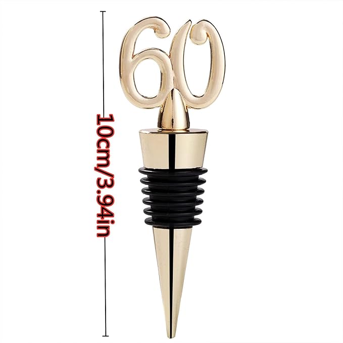 12pcs Wine and Beverage Bottle Stoppers for Birthday Wedding Favor Bridal Party Shower or Engagement Souvenir Gift Supplies,Party Favor for Guests (12, 60th Stopper)