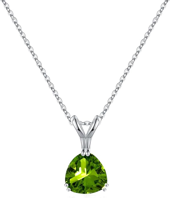 Turandoss S925 Sterling Silver Birthstone Necklaces for Women, Dainty 925 Sterling Silver 12 Months Triangle Birthstone Pendant Necklace Silver Jewelry Birthday Gifts for Teen Girls