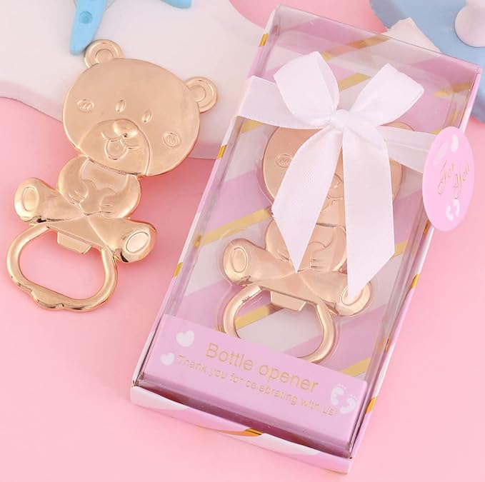 24 pcs Baby Shower Favors for Guest Bottle Opener Baby Shower Keepsake Baby Shower Return Gift for Guest Baby Shower Souvenir for Boy or Girl Baby Shower Decorations (Pink Bear)