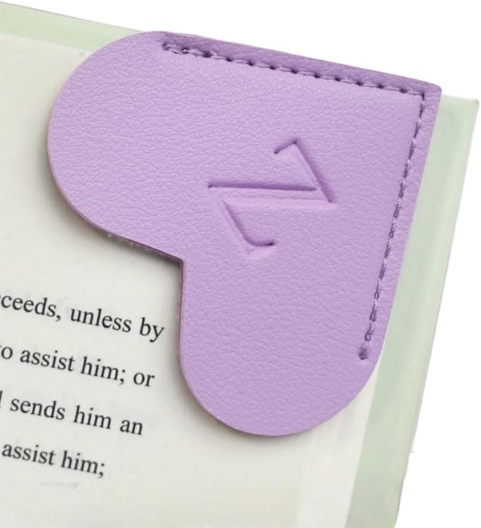 MOTEERLLU Personalized Leather Heart Bookmark with Initials, Handmade, Letter Cute Custom Corner Book Marks for Reading Women, Teachers, Students, Book Lovers, Book Accessories(Purple,Z)