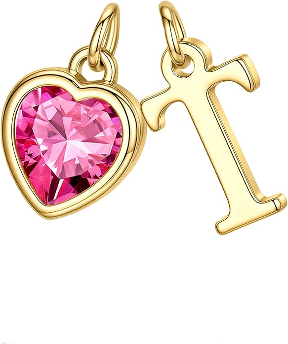 Turandoss Valentines Day Gifts for Her Trendy, Dainty 14K Gold Plated Initial A-Z Heart Birthstone Pendant Necklace Personalized Bridesmaid Birthday Valentines Jewelry Gifts for Women Girls