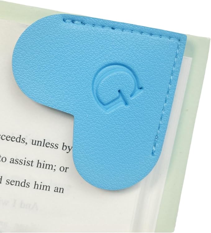MOTEERLLU Personalized Leather Heart Bookmark with Initials, Handmade, Letter Cute Custom Corner Book Marks for Reading Women, Teachers, Students, Book Lovers, Book Accessories(Blue,G)