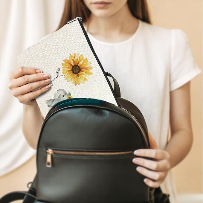 Funny Sunflower Elephant Makeup Bag Romantic My Sunshine I Love You Gifts for Her Women Friend Mom Wife Girlfriend Travel Toiletry Bag for Graduation Wedding Anniversary Birthday Christmas