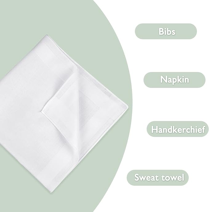 Zenssia Men's Pure Cotton Handkerchiefs with Hem, Bulk Set Hankies