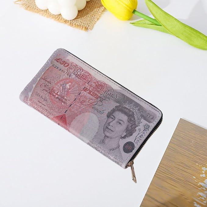 Money Printed Wallet with Zipper Funny Coin Bag Credit Card Holder Cash Storage Purse for Men and Women