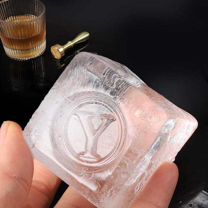 Ice Cube Stamp for Cocktails Ice Stamp Brass Head with Handle, Ice Branding Stamp for Ice Cubes Cocktail Whiskey Drinks Party Wedding Making DIY Crafting (Letter Y)