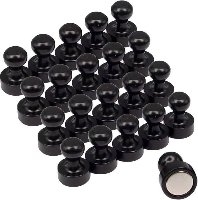 Fridge Magnet, 20Pcs Black Refrigerator Magnets, Small and Strong Magnets for Whiteboard, Office, Classroom, Map, Kitchen Accessories, Office Accessories, Locker Accessories, Map Decorative