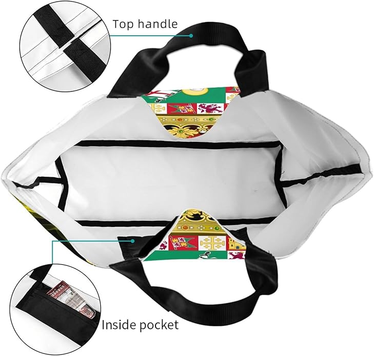 Porto Rico National Emblem Large Reusable Eco-friendly Shopping Bags Portable Storage Handbag