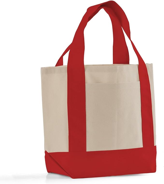TBF 12 Pack Mini Iconic Canvas Shopping Bags with Gusset – Reusable Eco-Friendly Tote Bags with Handles