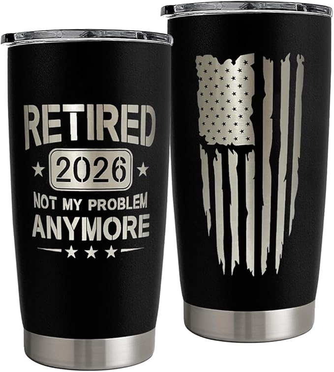 Retirement Gifts for Men Women 2026, 20 oz Retirement Tumbler Stainless Steel Insulated Coffee Cup Double Wall Travel Mug with Lid, Gifts for Teacher Coworkers Leaving