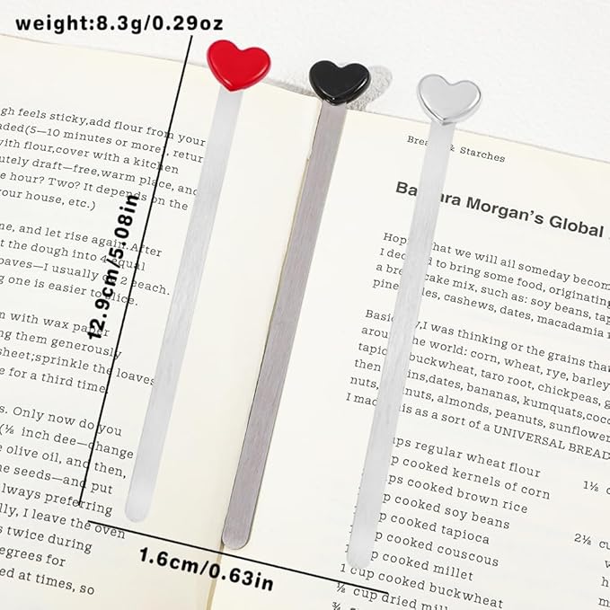 Love Heart Metal Bookmark Set - Color Stainless Steel Bookmarks, Reading Page Markers Gifts for Women, Book Lover, Girls, Boys,Couples Gifts (Love Heart 9PC)