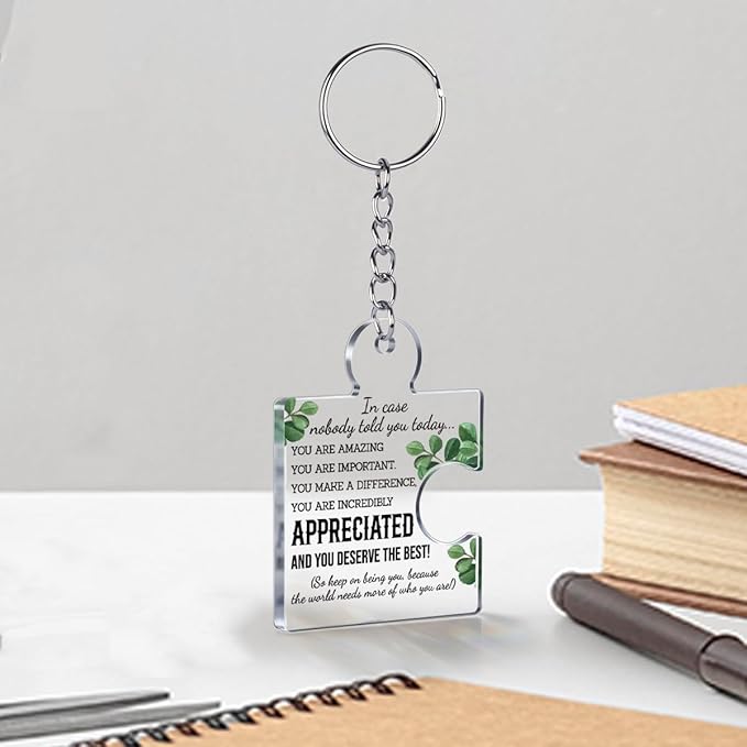 Team Appreciation Gifts for Employee Coworker Staff Bulk, Teamwork Thank You Gift Set Puzzle Piece Acrylic Keychains