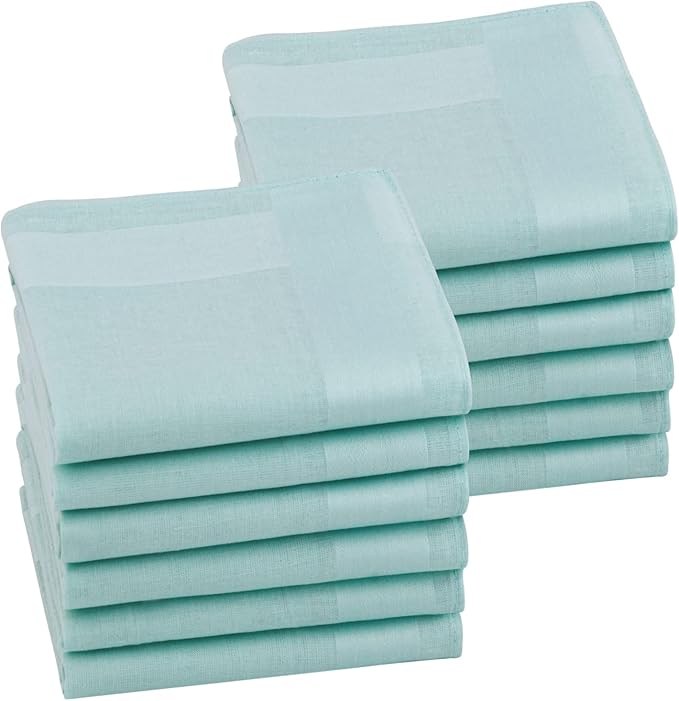 HOULIFE Men's Cotton Handkerchiefs, Solid Color 60S Soft Cotton Hankies for Men Women 6/12PCS 15.7"×15.7"