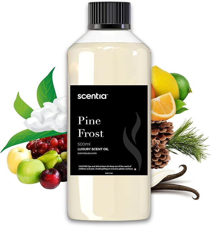 Scentia Pine Frost Essential Oil – 500ml Professional Holiday Diffuser Oil | Crisp Winter Blend with Fir, Pine, Citrus & Vanilla | Bulk Aromatherapy for Homes, Spas, Hotels & DIY Candle Supplies