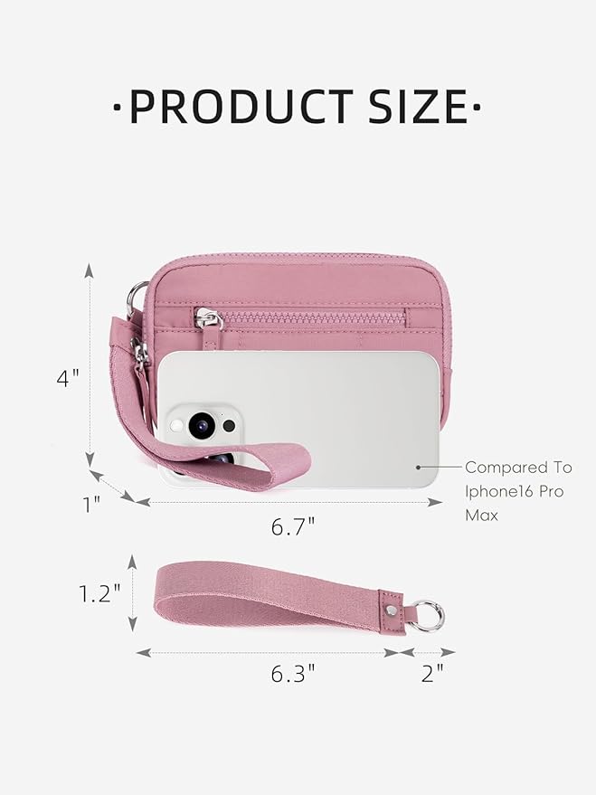 WESTBRONCO Wristlet Wallets for Women Nylon Quilted RFID Wallet with 3 Zipper Purse for Travel