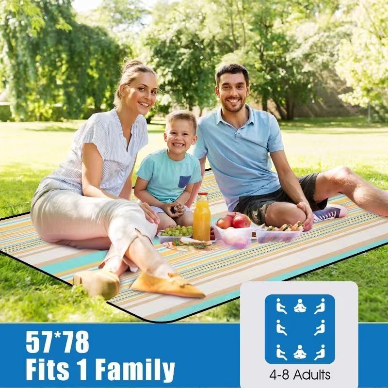G GOOD GAIN Picnic Blanket Waterproof & Sand Proof,Beach Blanket Portable with Carry Strap, XL Large Foldable Picnic Rug Machine Washable for Camping Party,Wet Grass,Kids Playground.(Pineapple Yellow) - Image 2