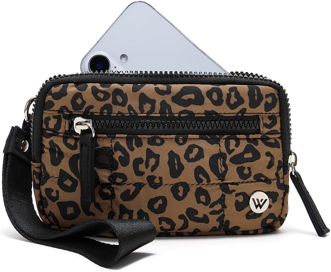 WESTBRONCO Wristlet Wallets for Women Nylon Quilted RFID Wallet with 3 Zipper Purse for Travel