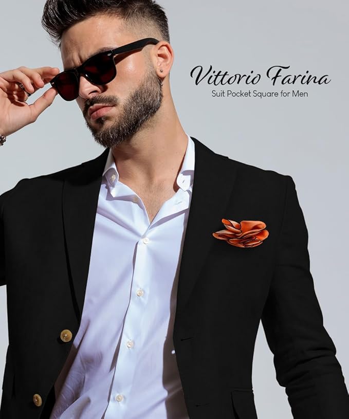 Premium Pre-Folded Four-Point Suit Pocket Square for Men with Sewn Pocket Fold