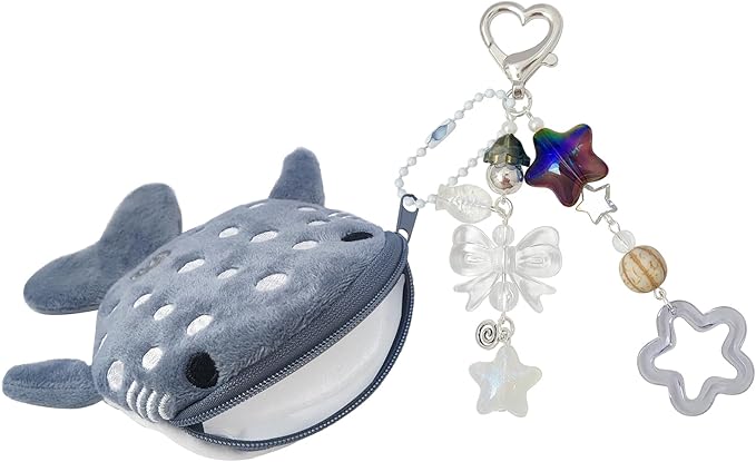 Cute Keychain Whale Shark Coin Purse Keychain Cute Plush Zipper Change Pouch, Kawaii Handmade Wallet for Women
