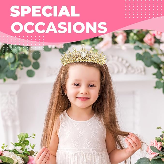 Birthday Tiara and Crown with Sash for Women, Hair Accessories for Wedding Party Costume (B)