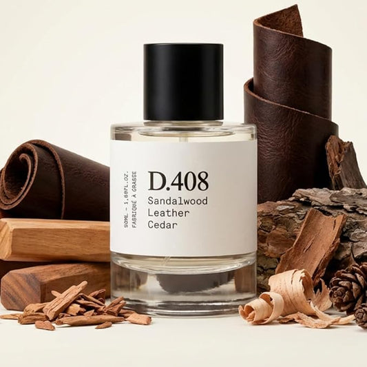– D.408 – Eau de Parfum Inspired by L.e L.abo S.antal 33, Made in Grasse (France), Long-Lasting Perfume for All, Sandalwood & Leather, Vegan – Spray 50 ml | 1.7 fl. oz.