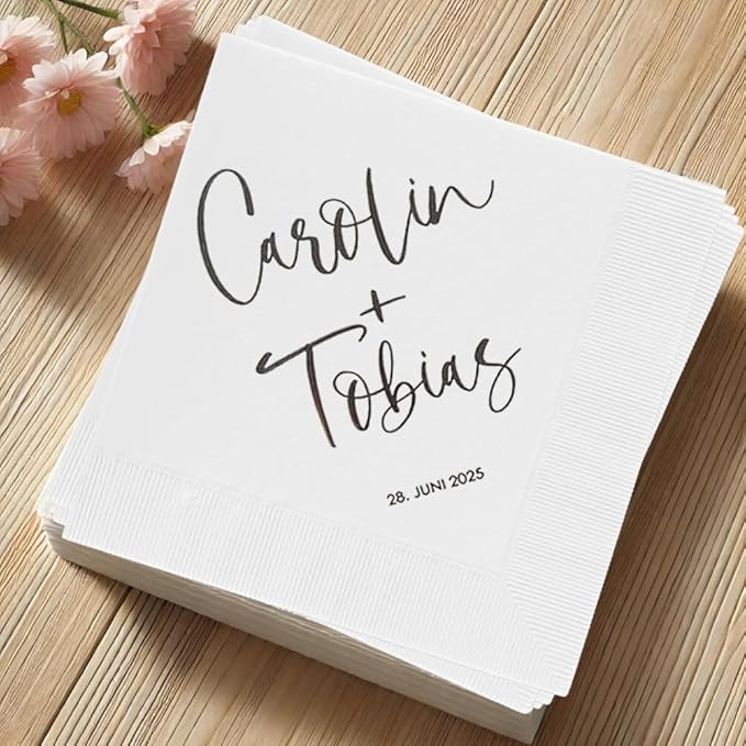 Personalized Wedding Cocktail Napkins, Customized Monogram Wedding Napkin, Custom Dinner Napkins For Bridal Shower, Engagement Party Decorations, Bridal Shower Decorations