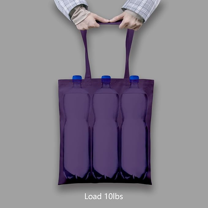 TOPDesign 6-Pack Economical 16"x15" Deep Purple Cotton Tote Bags, Lightweight Medium Reusable Grocery Shopping Cloth Bags, Suitable for DIY, Advertising, Promotion, Gift, Activity