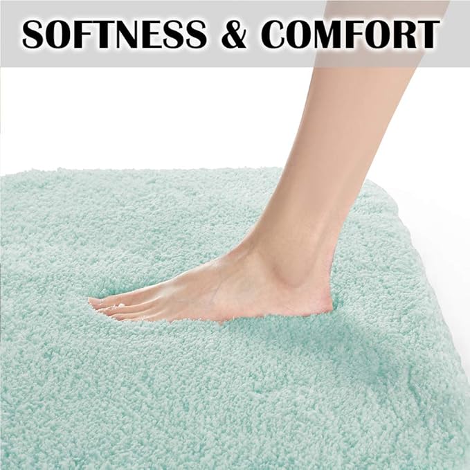 Suchtale Non Slip Bath Mat (20 x 32, Aqua) - Soft Microfiber Shaggy, Thick Plush, Machine Washable