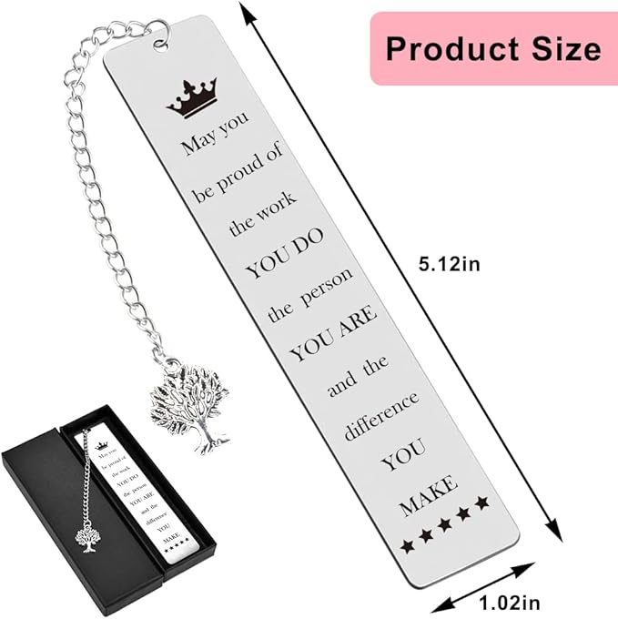 Quimoy Bookmark,Cute Metal Bookmarks for Women with Chain,Book Marks for Book Lovers Teachers Students Summer Back to School New Year Retirement Birthday Gifts Christmas Stocking Stuffers