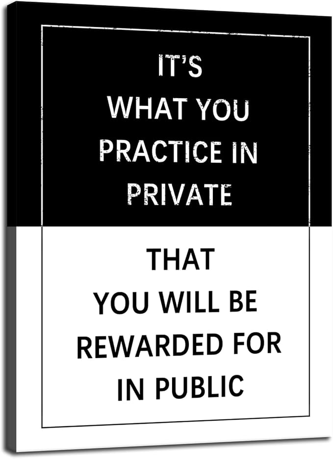 Inspirational Canvas Wall Art Practice Entrepreneur Quote Grind Exercise Motivational Poster Canvas Painting Prints Wall Pictures for Living Room Office Home Decor Framed Artwork [18''W x 24''H]