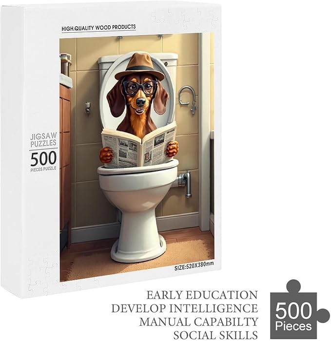 Jigsaw Puzzles for Adults 500 Piece - Lavatory Dachshunds Dog Wooden Puzzle，Challenge Puzzles Puzzle Games， Stress Relief Games，Funny Puzzles，Unique Gifts for Wall Art