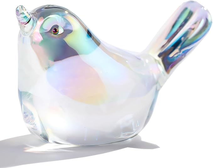 Ornalrist Crystal Clear Birds Figurines Home Decor, Glass Art Birds Collectible Figurines Paperweights Crystal Decor Gifts for Women Mom Friends (Clear)