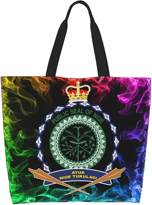 Niue National Emblem Large Reusable Eco-friendly Shopping Bags Portable Storage Handbag