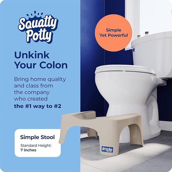 Squatty Potty Simple Toilet Stool 7-Inch in Taupe – Ergonomic Bathroom Accessory for Natural Squatting Posture, Doctor Recommended, Durable Plastic Design