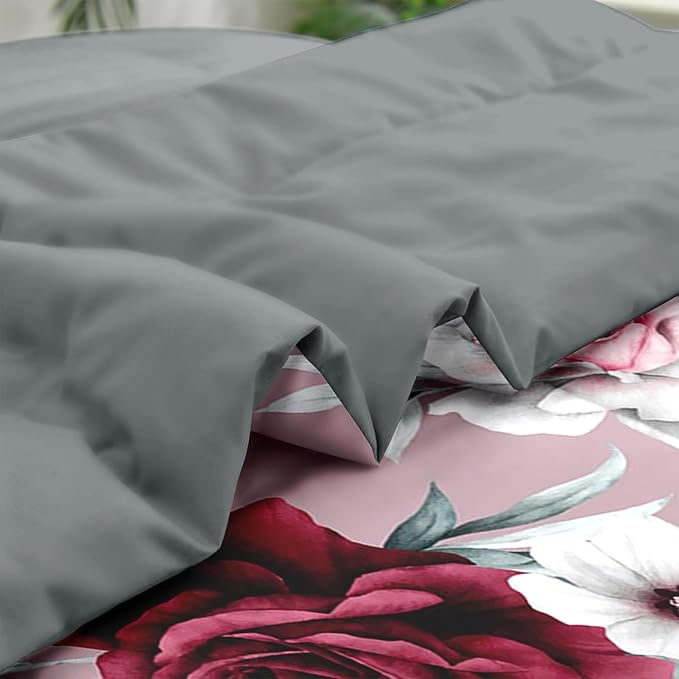 Comforter Set Full Size, Rose Leaves 7 Pcs Bedding for Kids and Adults, Painting Floral Vintage Bed Sheet Sets with Fitted Sheet 2 Pillowcases & 2 Shams for Bedroom Bed Decor