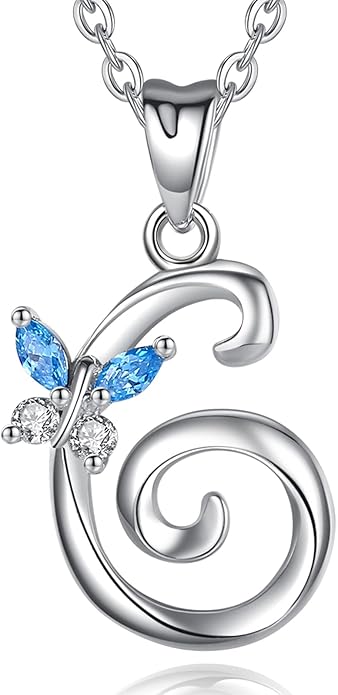 EUDORA Sterling Silver Butterfly Initial Necklaces for Women, Elegant Letter Neckles Personalized Gift for Mother, Sister, Daughter, 18 inch Chai
