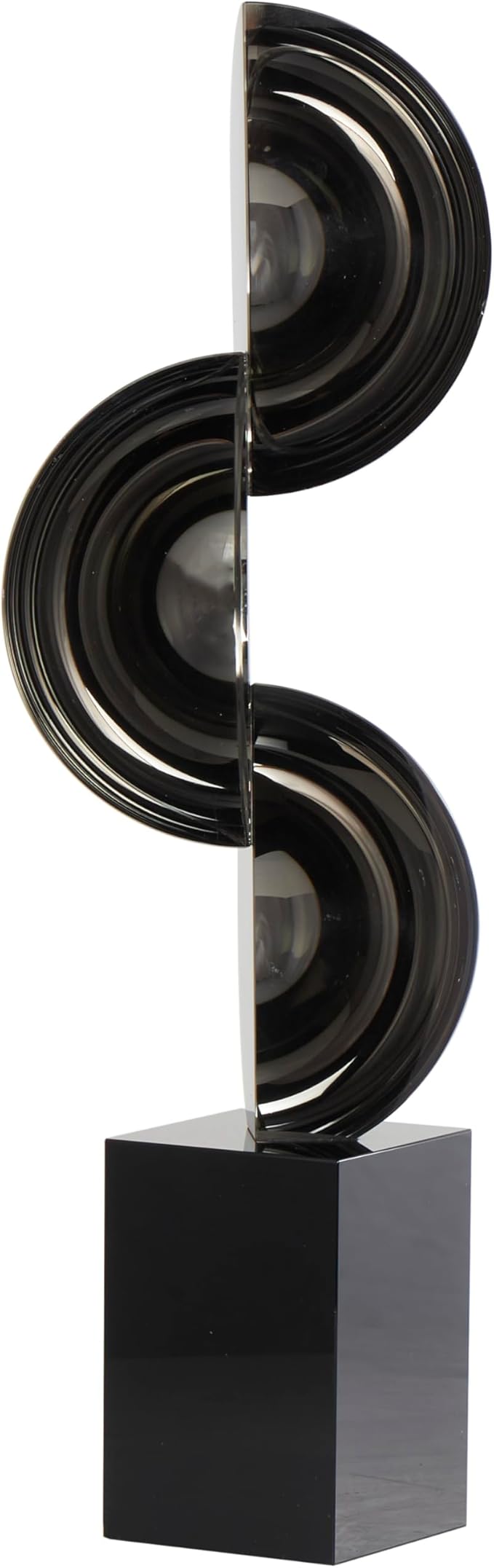 Deco 79 Crystal Geometric Decorative Sculpture Abstract Two-Tone Home Decor Statue with Stacked Semi Circles, Accent Figurine 5" x 4" x 18", Black