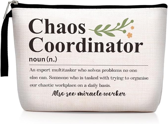 Hanamiya Na Chaos Coordinator Definition Makeup Bag Appreciation Chaos Coordinator Gifts for Women Boss Coworker Teacher Manager Mom Cosmetic Bag Zipper Pouch Bag Travel Toiletry Bag for Christmas